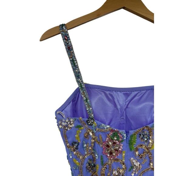 Sherri Hill Purple Fully Beaded Gown Dress Prom Pageant Womens Size 0 - Picture 13 of 16